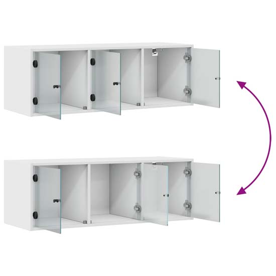 Avila Wooden Wall Cabinet With 3 Glass Doors In White
