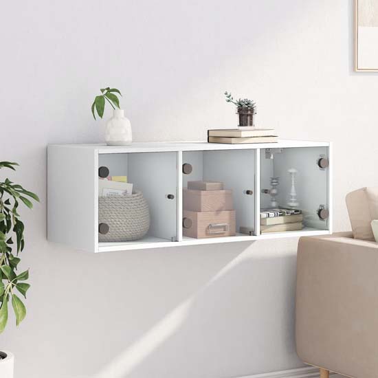Product photograph of Avila Wooden Wall Cabinet With 3 Glass Doors In White from Furniture in Fashion