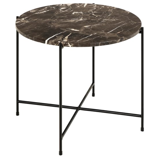 Avilla Marble Stone Side Table Large In Brown Emperador