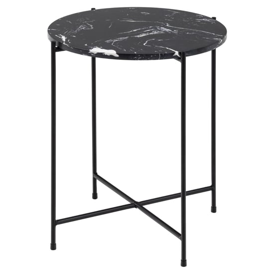 Avilla Marble Stone Side Table Small In Black