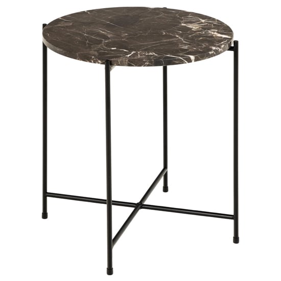 Avilla Marble Stone Side Table Small In Brown Emperador