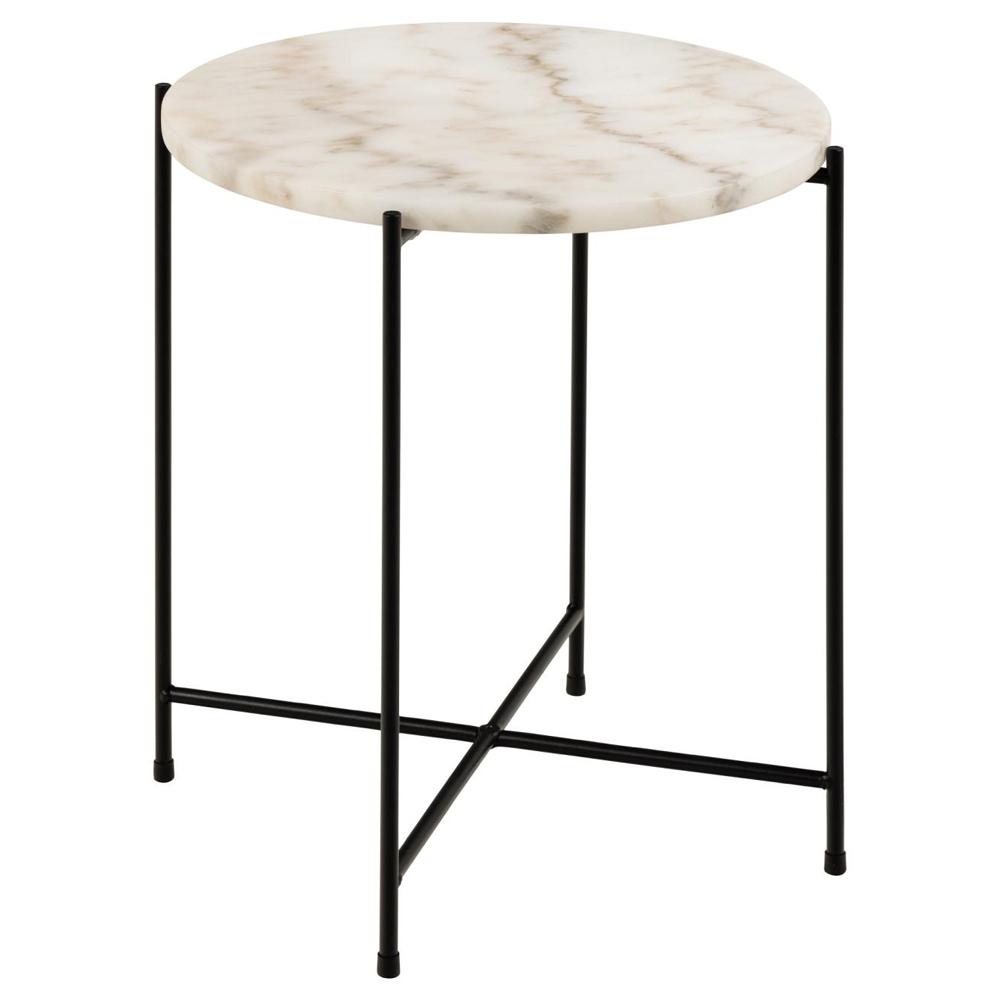 Avilla Small Marble Stone Round Side Table In White