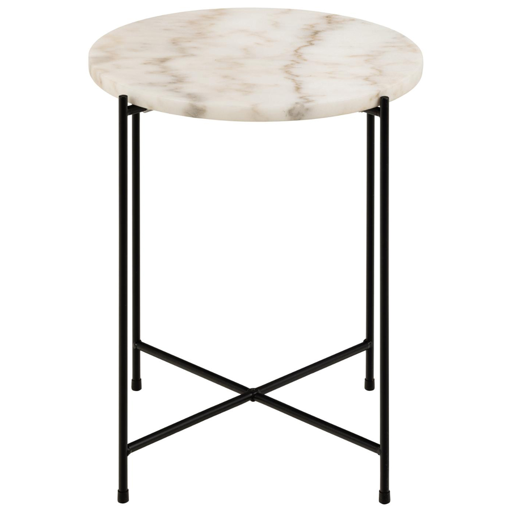 Avilla Small Marble Stone Round Side Table In White