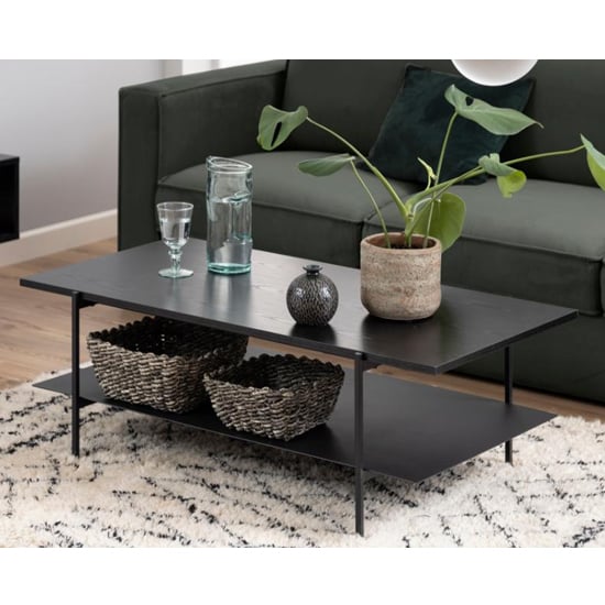 Read more about Avilo wooden coffee table in ash black with undershelf