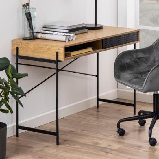 Avilo Wooden Sliding Door Computer Desk In Matt Wild Oak Furniture in