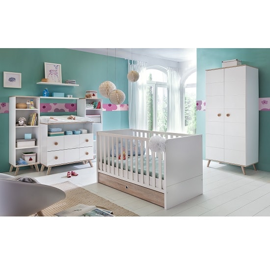 Avira Wooden Baby Bed In Alpine White And Oak_3