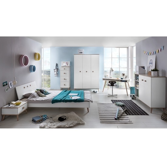Avira Childrens Bedside Cabinet In Alpine White And Oak Trims_2