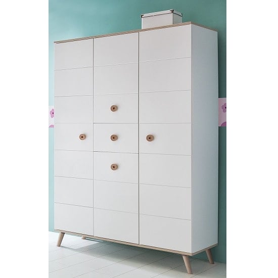 Read more about Avira childrens wardrobe large in alpine white and oak trims