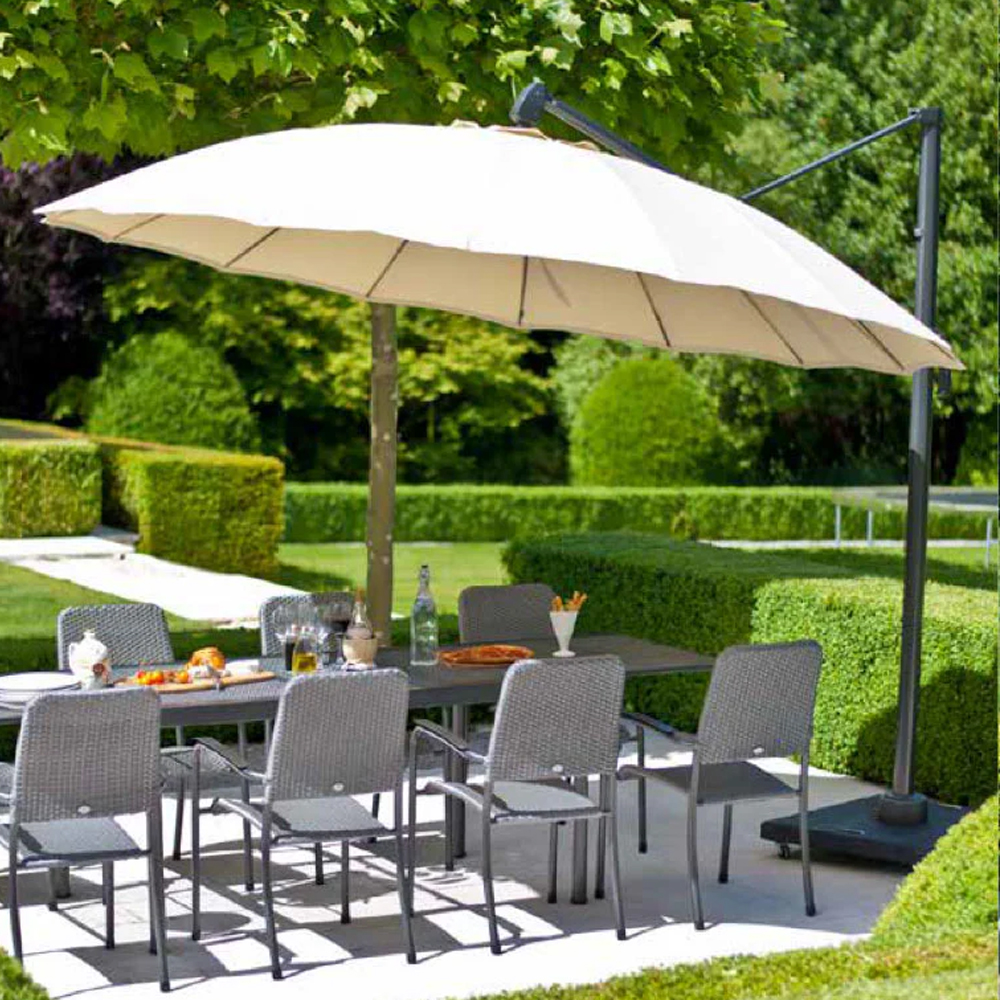 Aviro Garden Ecru Polyester Round Alu Cantilever 3.0m Parasol with Plastic Base