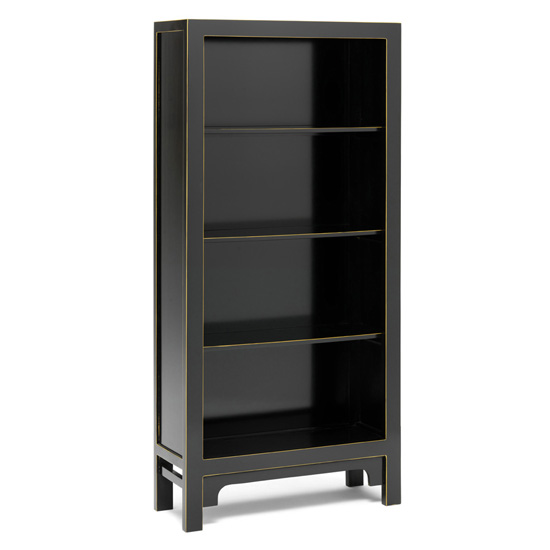 Avlion Large Wooden Bookcase In Black And Gold Furniture in Fashion