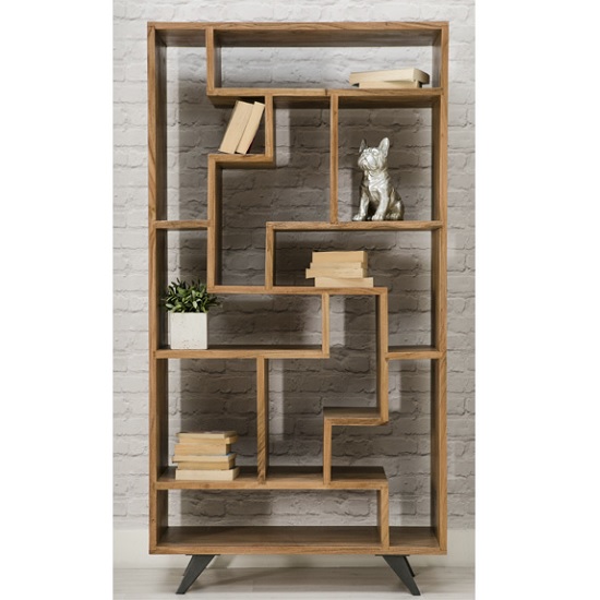 Avoca Wooden Bookcase In Acacia With Metal Legs Furniture in Fashion