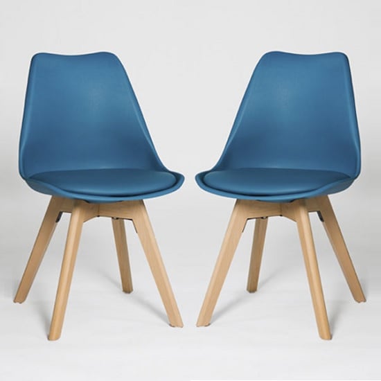 Product photograph of Regis Set Of 4 Dining Chairs In Blue With Wooden Legs from Furniture in Fashion