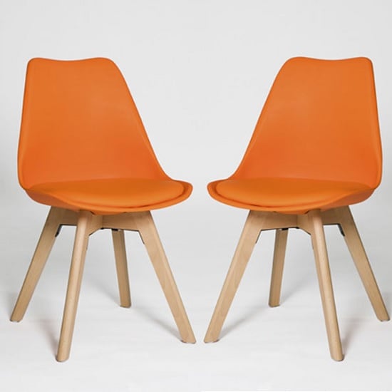 Product photograph of Regis Set Of 4 Dining Chairs In Orange With Wooden Legs from Furniture in Fashion