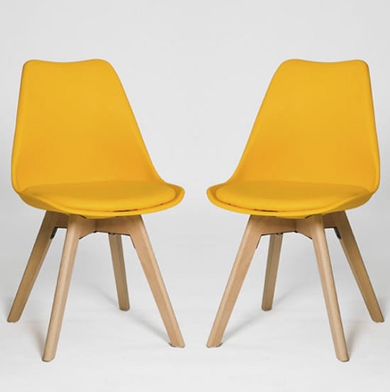 Product photograph of Regis Set Of 4 Dining Chairs In Yellow With Wooden Legs from Furniture in Fashion