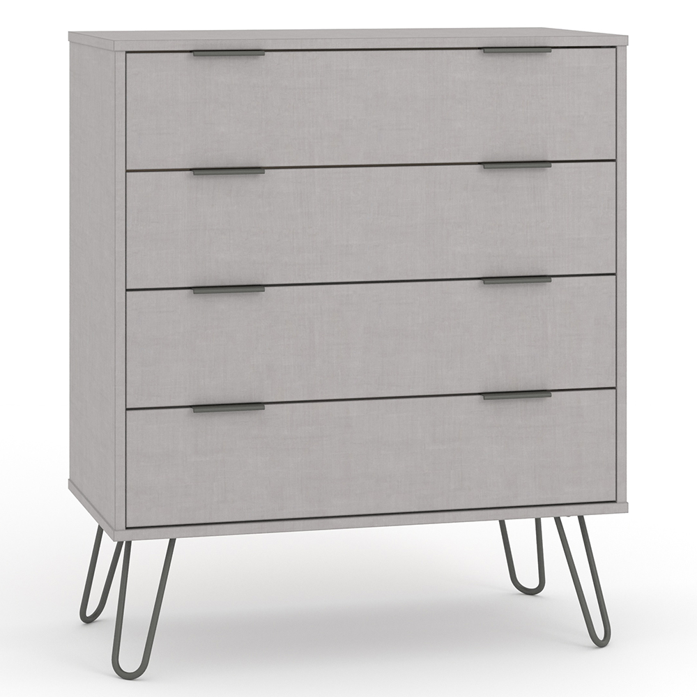 Avoch Wide Wooden Chest Of 4 Drawers In Grey