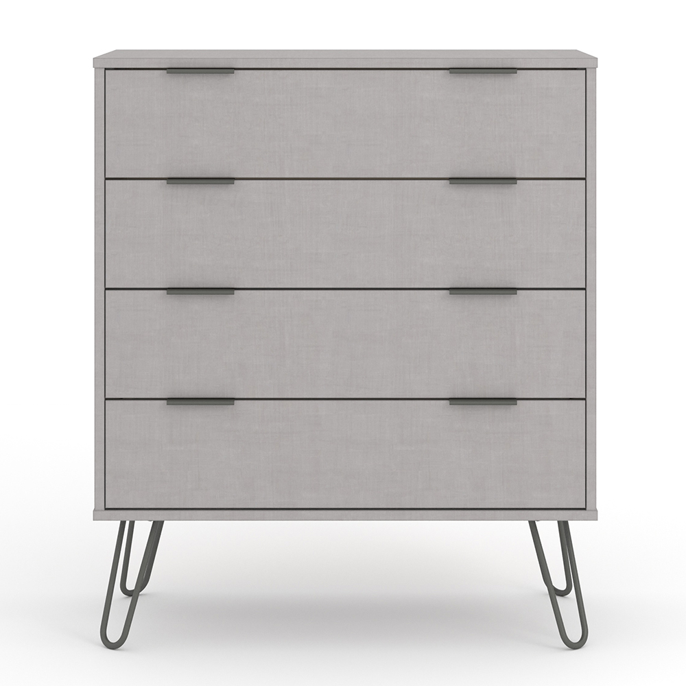 Avoch Wide Wooden Chest Of 4 Drawers In Grey