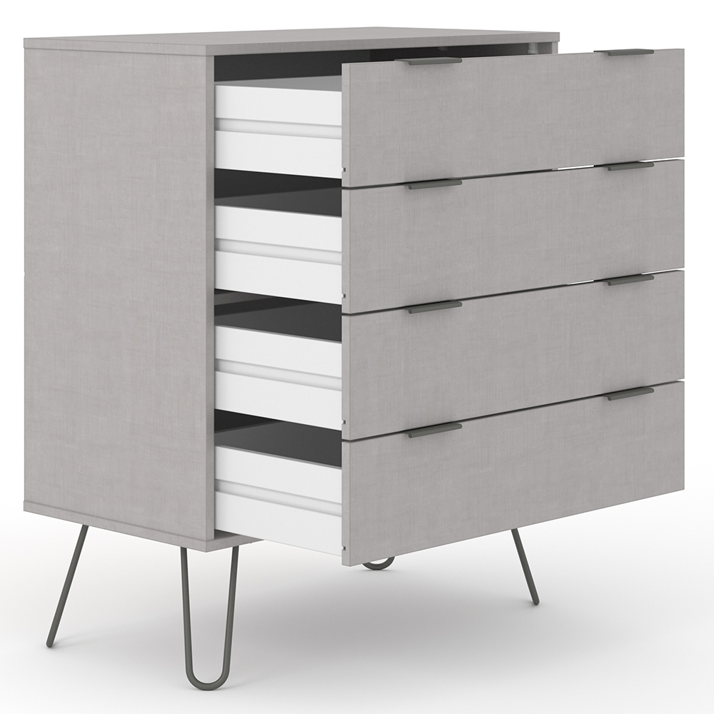 Avoch Wide Wooden Chest Of 4 Drawers In Grey