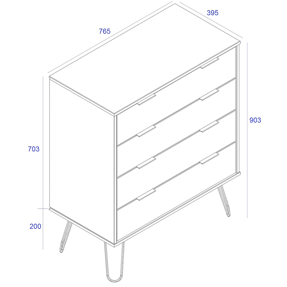 Avoch Wide Wooden Chest Of 4 Drawers In Grey