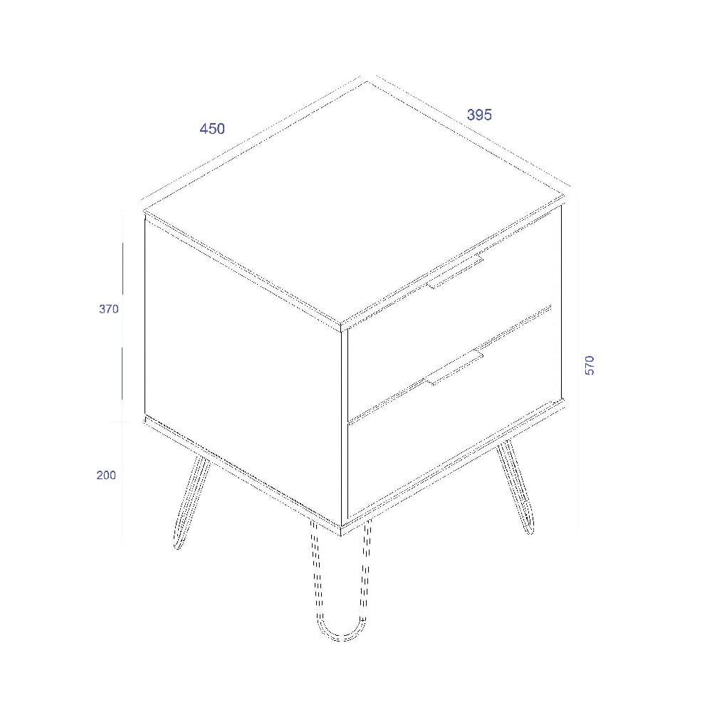 Avoch Wooden Bedside Cabinet With 2 Drawers In Grey