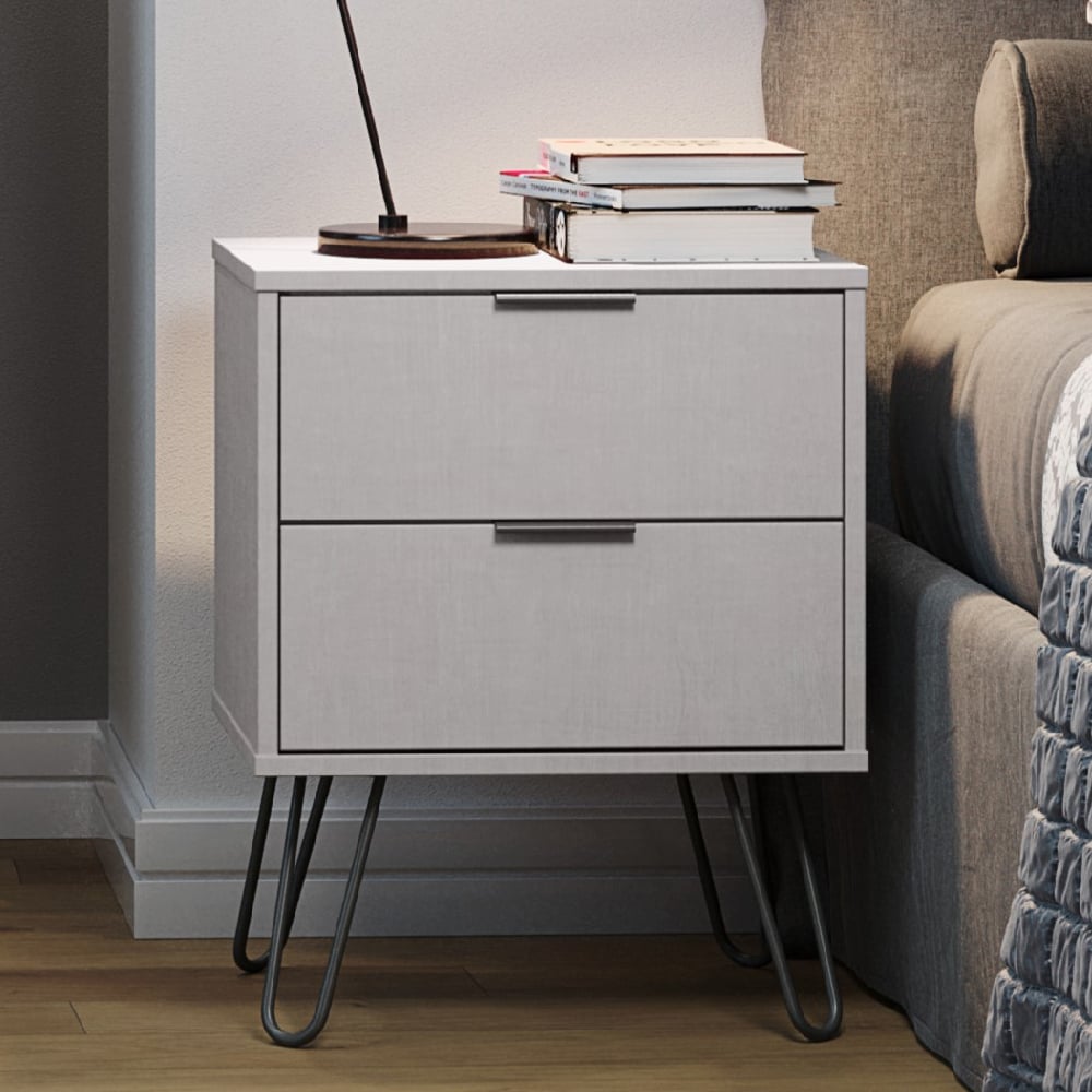Read more about Avoch wooden bedside cabinet with 2 drawers in grey