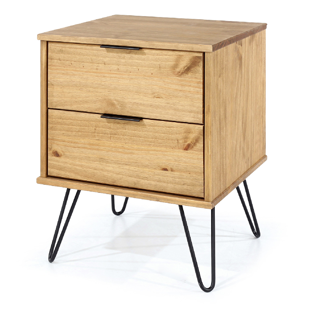 Avoch Wooden Bedside Cabinet With 2 Drawers In Oak
