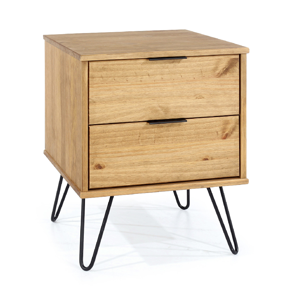 Avoch Wooden Bedside Cabinet With 2 Drawers In Oak