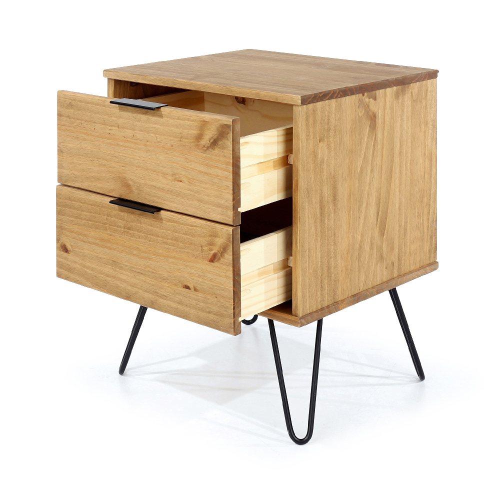 Avoch Wooden Bedside Cabinet With 2 Drawers In Oak