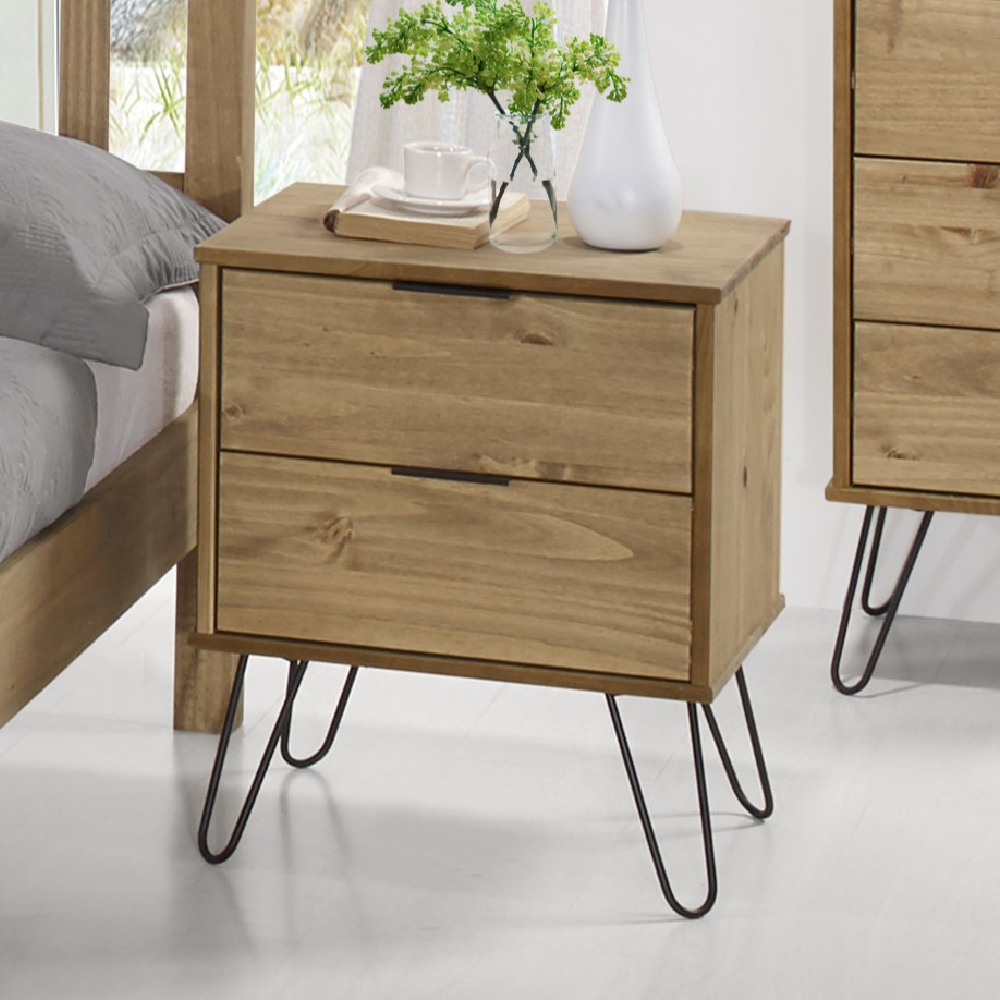 Read more about Avoch wooden bedside cabinet with 2 drawers in oak