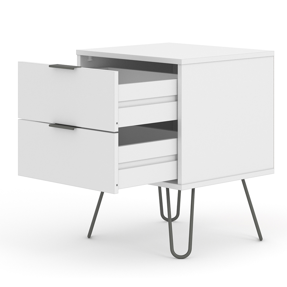 Avoch Wooden Bedside Cabinet With 2 Drawers In White