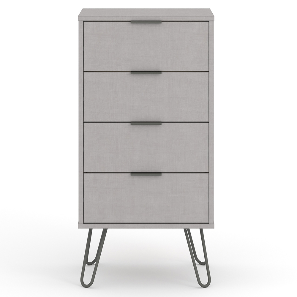 Avoch Narrow Wooden Chest Of 4 Drawers In Grey