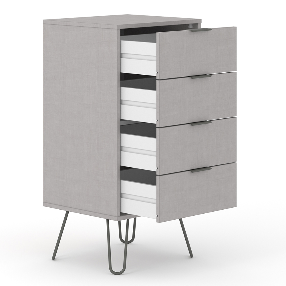 Avoch Narrow Wooden Chest Of 4 Drawers In Grey