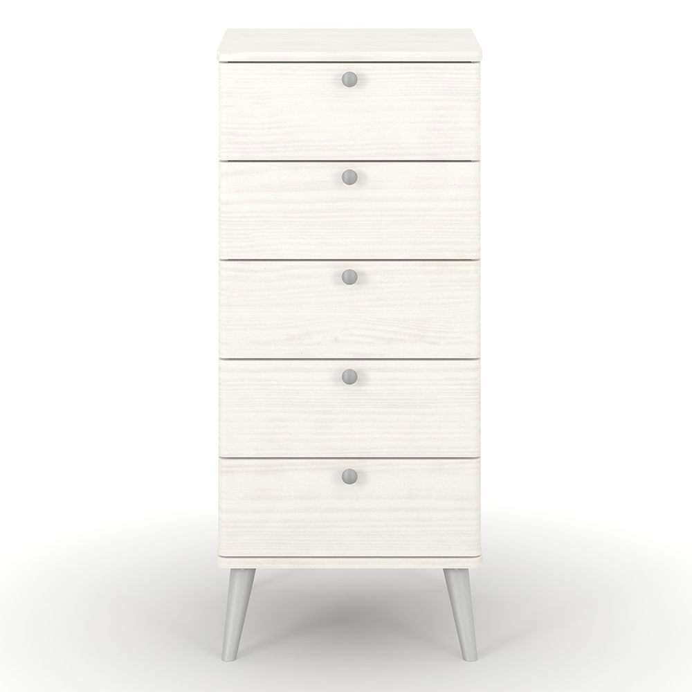 Avoch Wooden Chest Of 5 Drawers In White