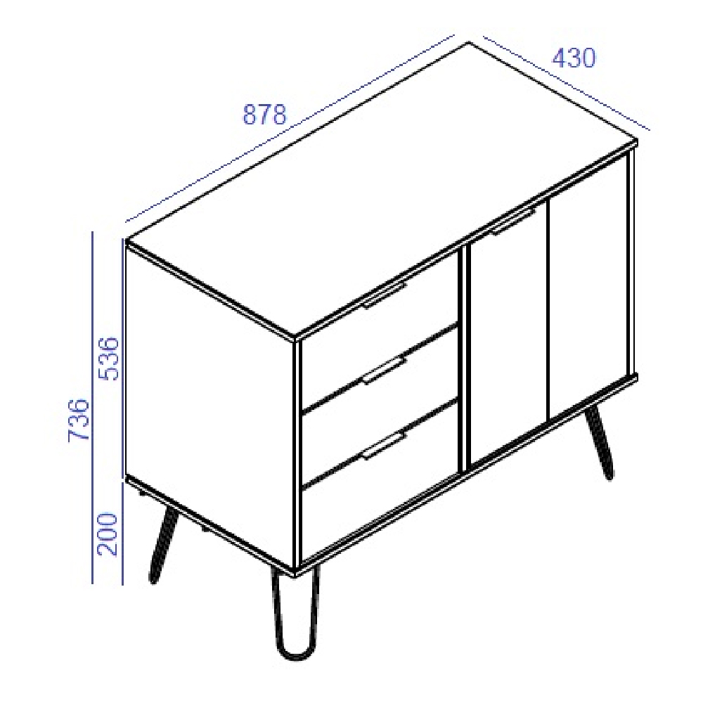 Avoch Wooden Sideboard With 1 Door 3 Drawers In Oak