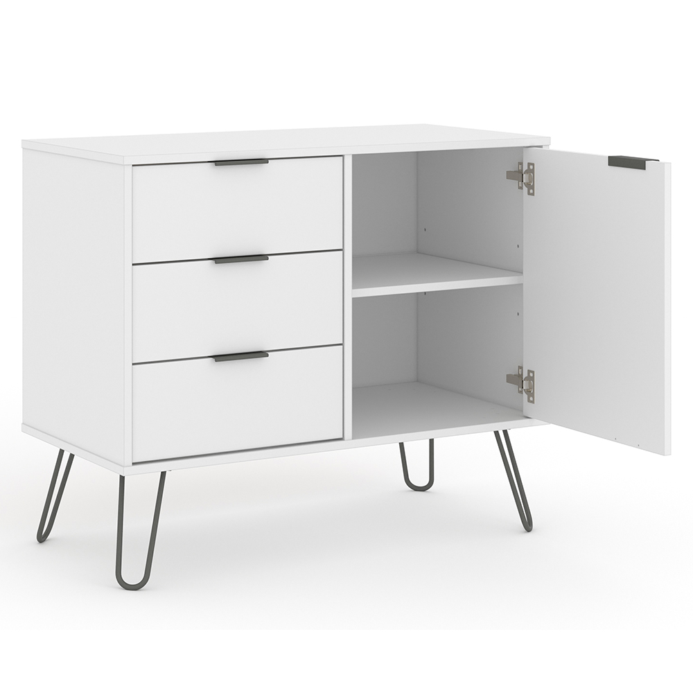 Avoch Wooden Sideboard With 1 Door 3 Drawers In White