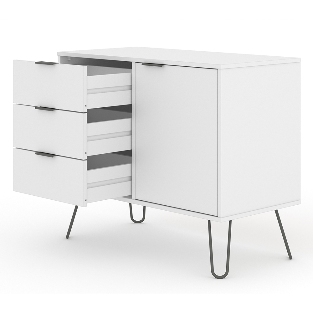 Avoch Wooden Sideboard With 1 Door 3 Drawers In White