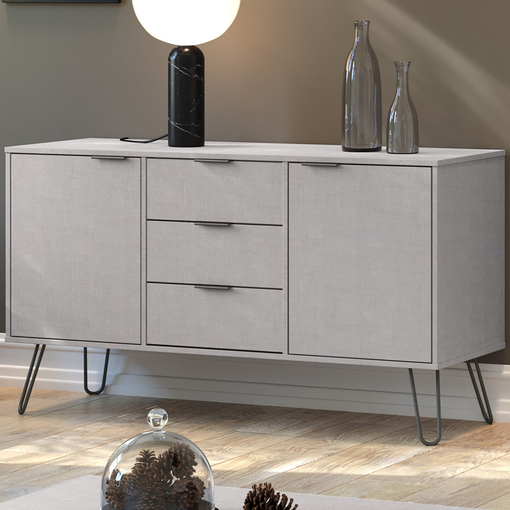 avoch wooden sideboard with 2 doors 3 drawers in grey