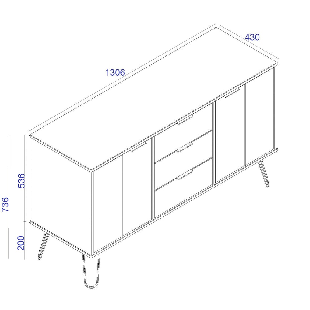 Avoch Wooden Sideboard With 2 Doors 3 Drawers In Grey