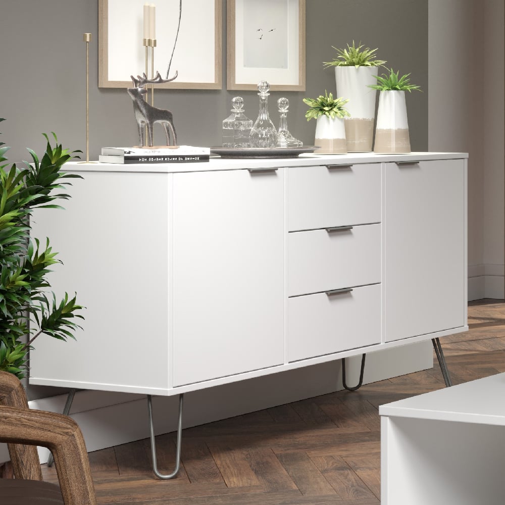 Read more about Avoch wooden sideboard with 2 doors 3 drawers in pure white