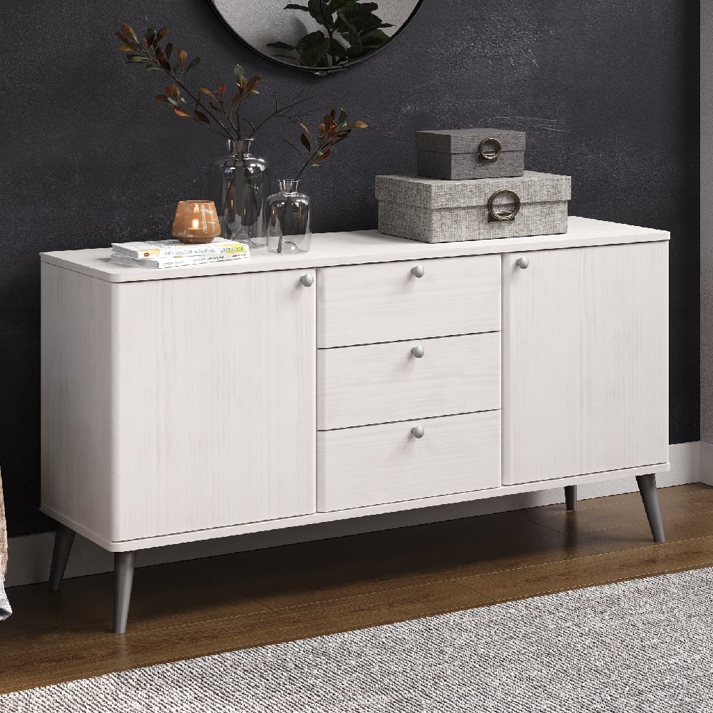 Read more about Avoch wooden sideboard with 2 doors 3 drawers in white