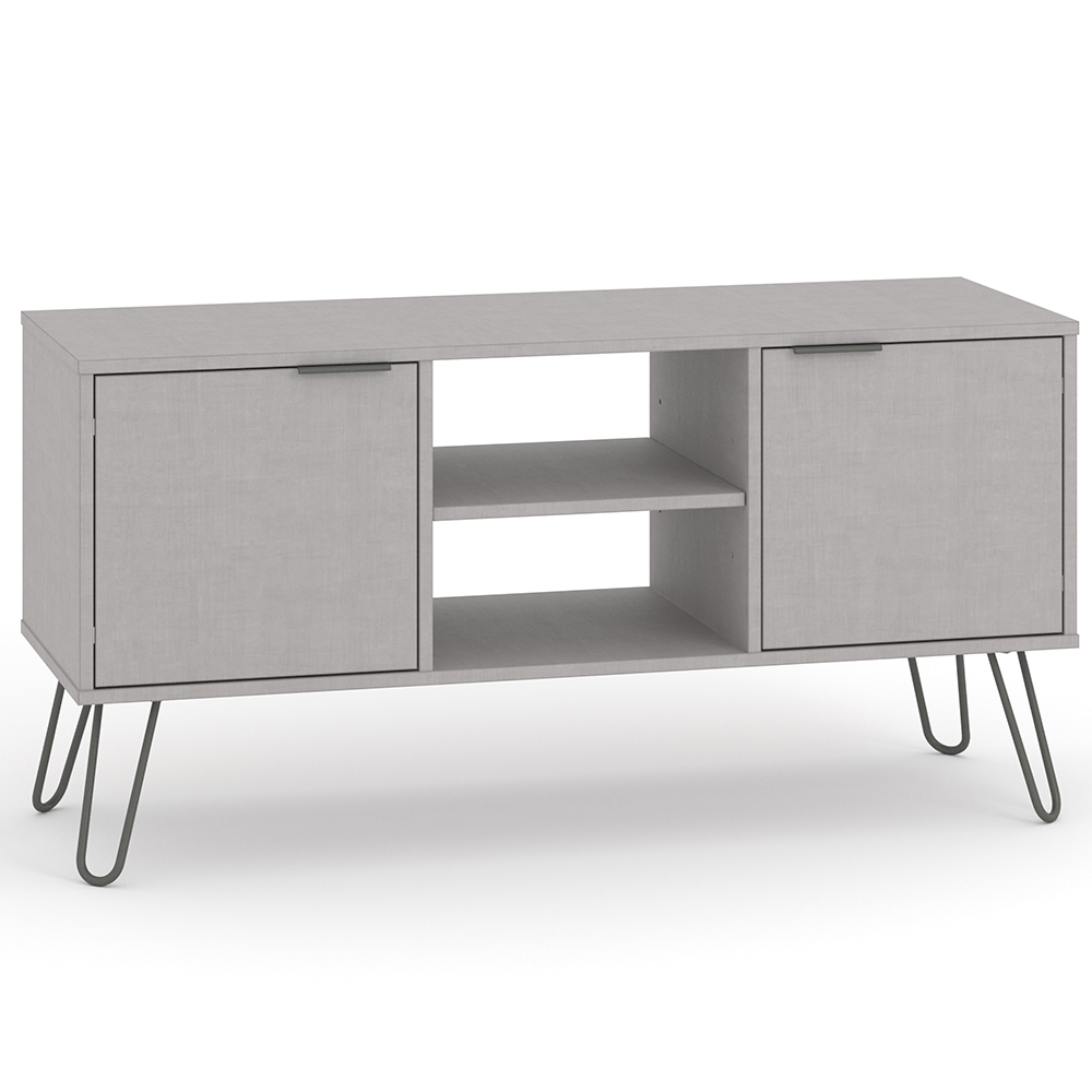 Avoch Wooden TV Stand With 2 Doors 2 Shelves In Grey
