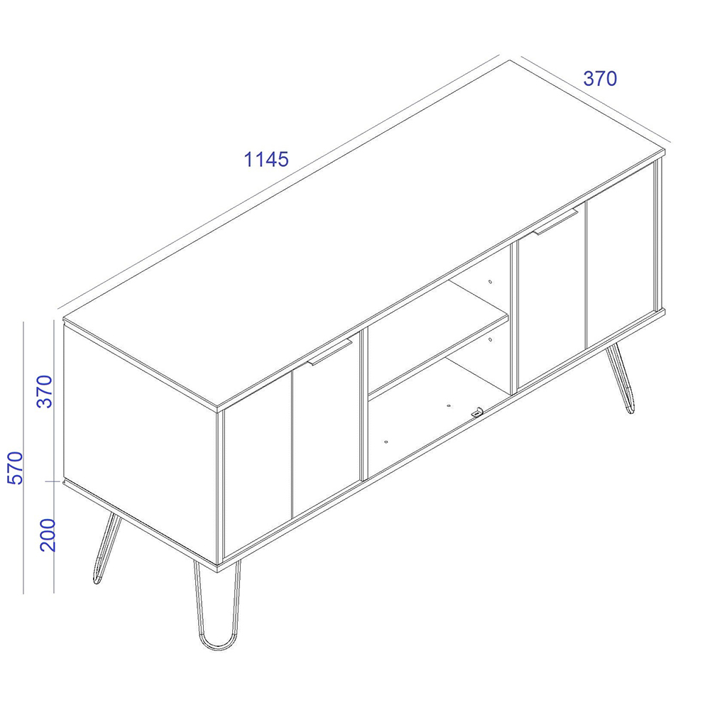 Avoch Wooden TV Stand With 2 Doors 2 Shelves In Grey