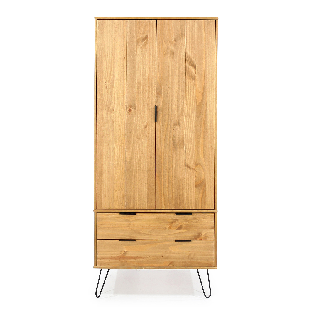 Avoch Wooden Wardrobe With 2 Doors 2 Drawers In Oak