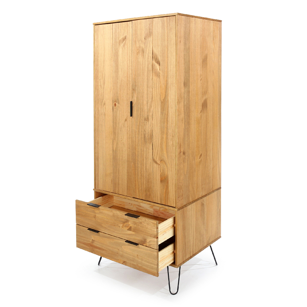 Avoch Wooden Wardrobe With 2 Doors 2 Drawers In Oak