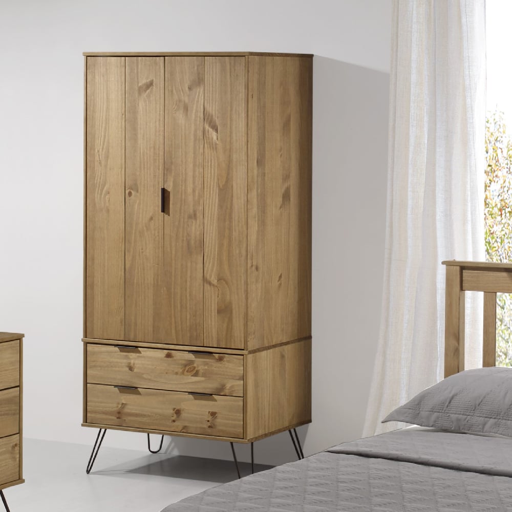 Read more about Avoch wooden wardrobe with 2 doors 2 drawers in oak