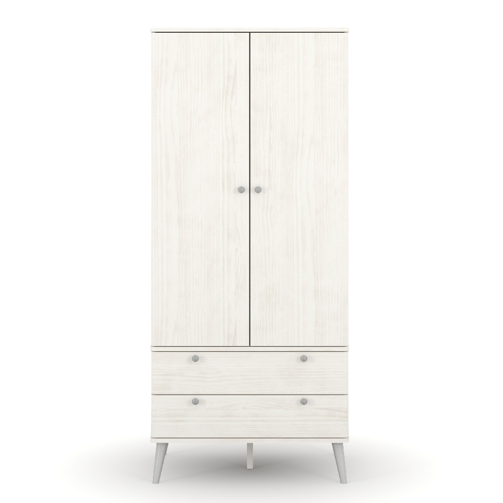 Avoch Wooden Wardrobe With 2 Doors 2 Drawers In White
