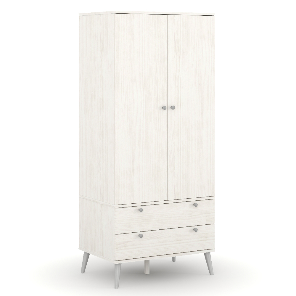 Read more about Avoch wooden wardrobe with 2 doors 2 drawers in white