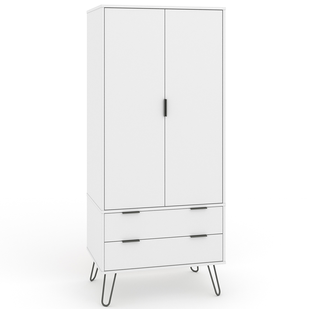 Avoch Wooden Wardrobe With 2 Doors 2 Drawers In White