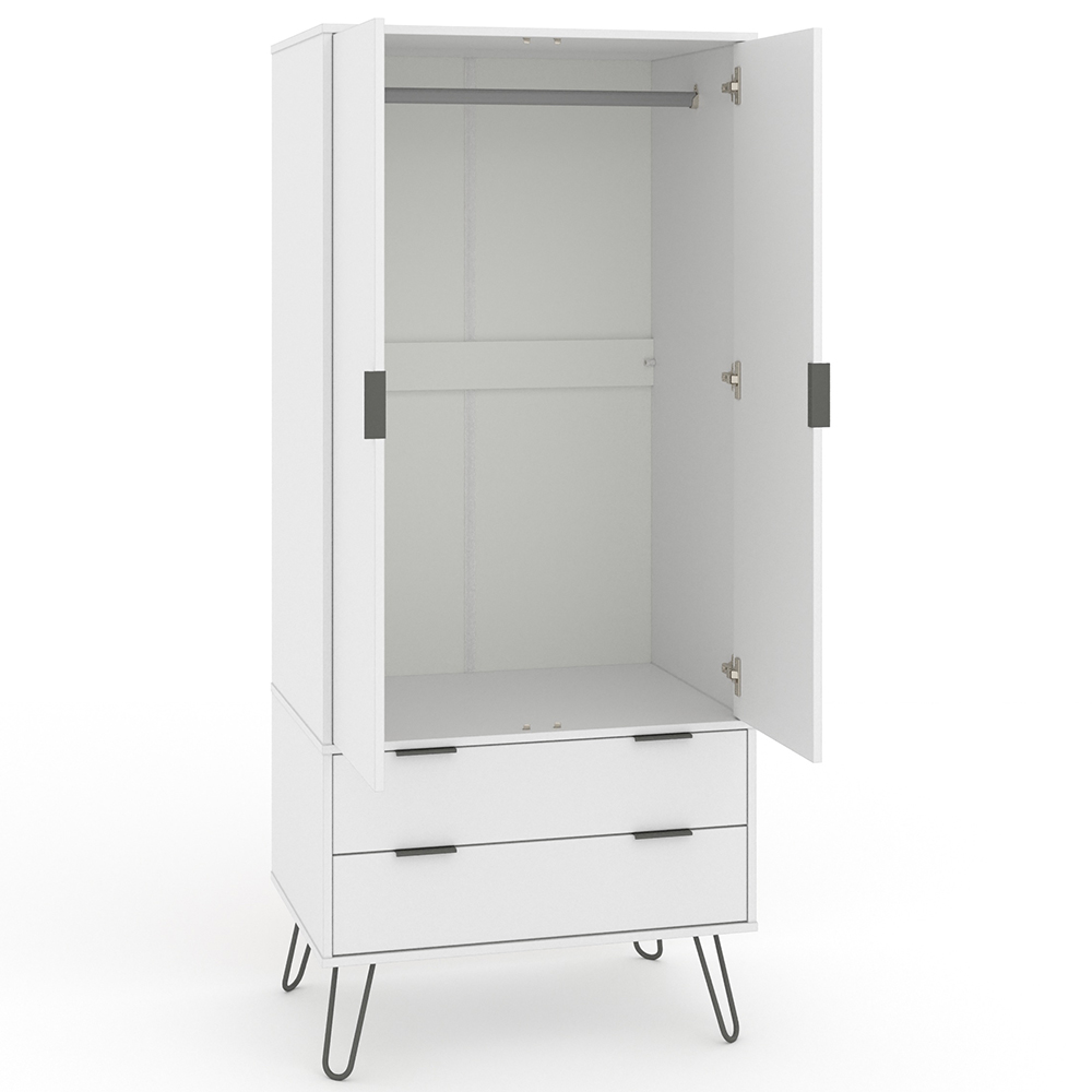 Avoch Wooden Wardrobe With 2 Doors 2 Drawers In White