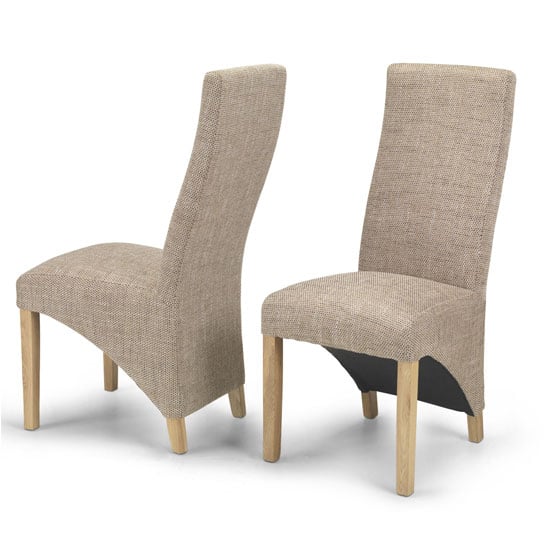 Devon Beige Tweed Dining Chairs In A Pair With Natural Legs