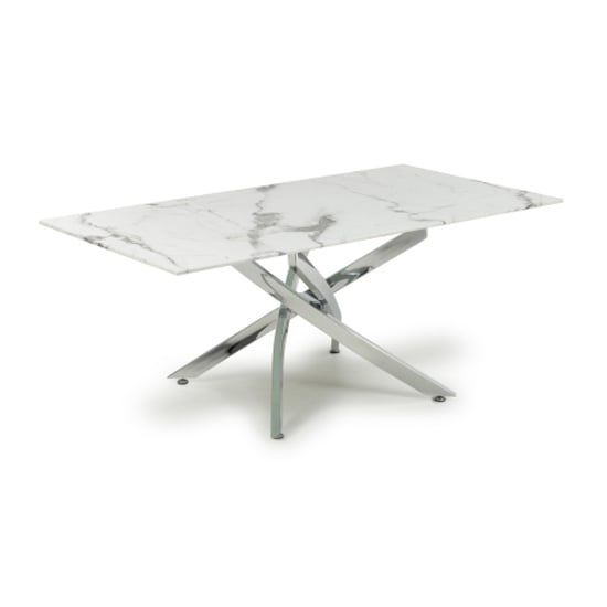 Read more about Avon coffee table in white marble effect with chrome legs